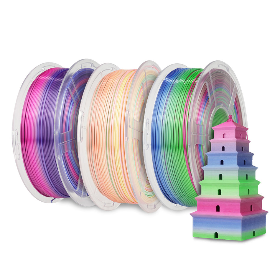 [MOQ 3 Roll] PLA Rainbow and SILK Rainbow 3D Printer Filament 1KG