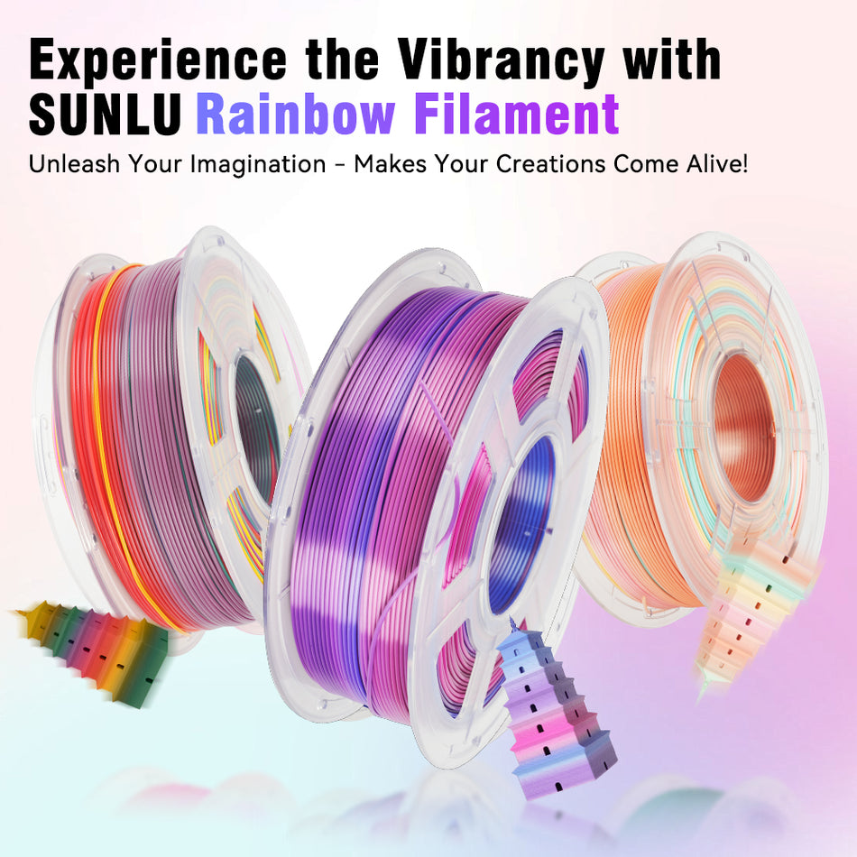 [MOQ 3 Roll] PLA Rainbow and SILK Rainbow 3D Printer Filament 1KG
