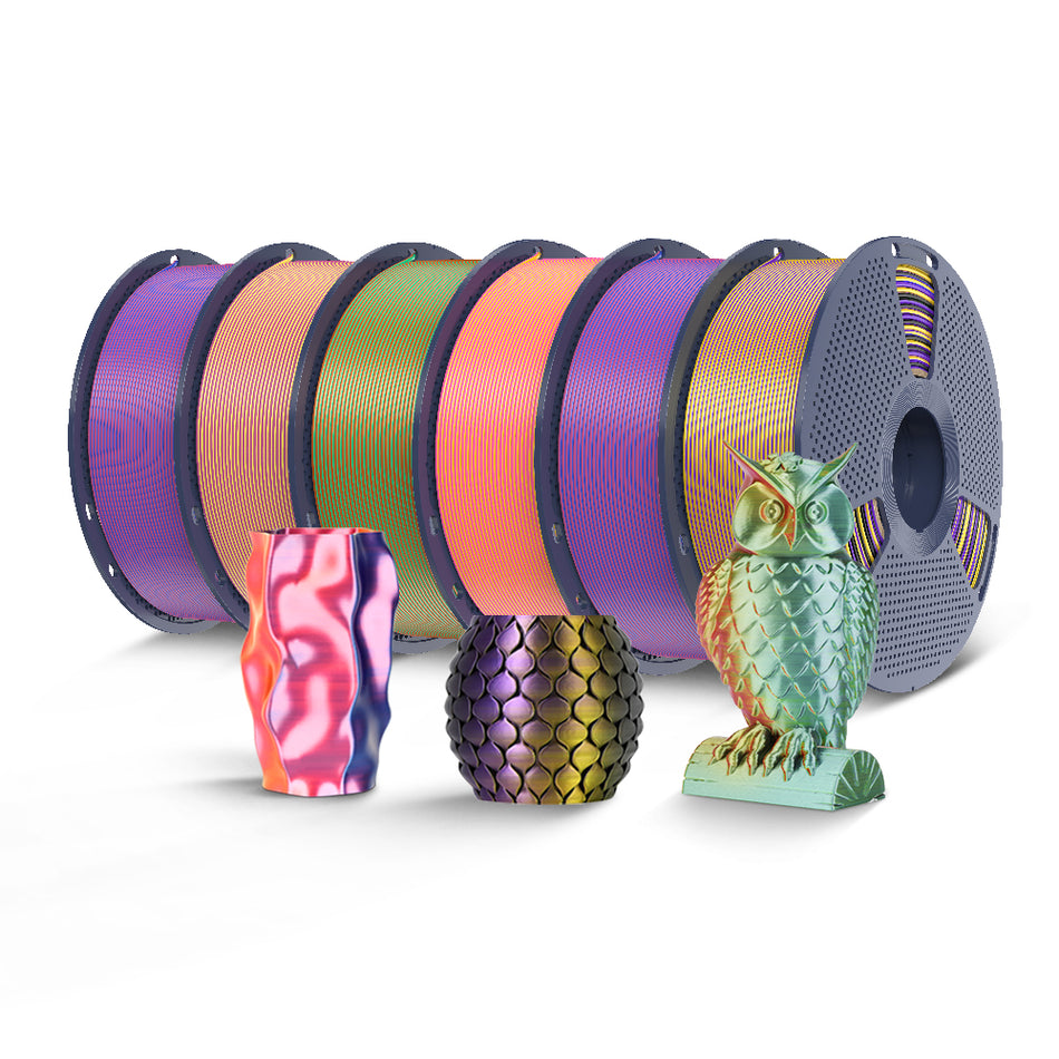 [MOQ: 3 Rolls] Multi-Color SILK Filament(Dual-Color, Tri-Color and Four-color) 1KG