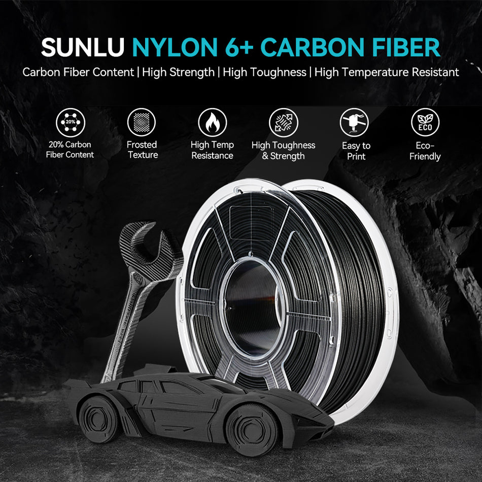 Nylon-6 Carbon Fiber (PA6-CF) 3D Printer Filament 1KG