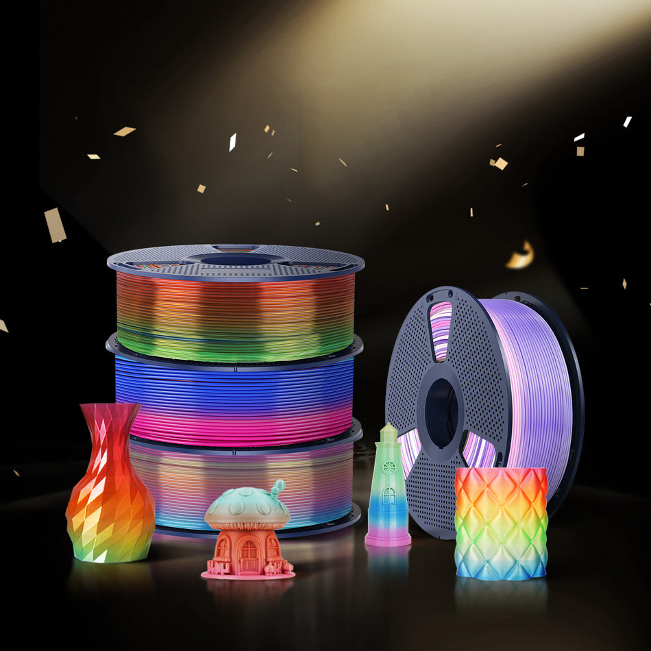 [MOQ: 3 Rolls] PLA Rainbow and PLA Transparent Rainbow and SILK Rainbow Filament 1KG