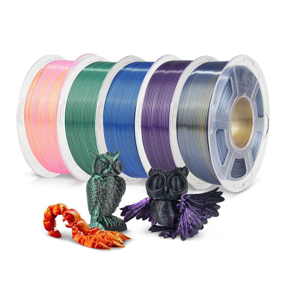 Multi-Color SILK Filament(Dual-Color, Tri-Color) 1KG*5 Combo