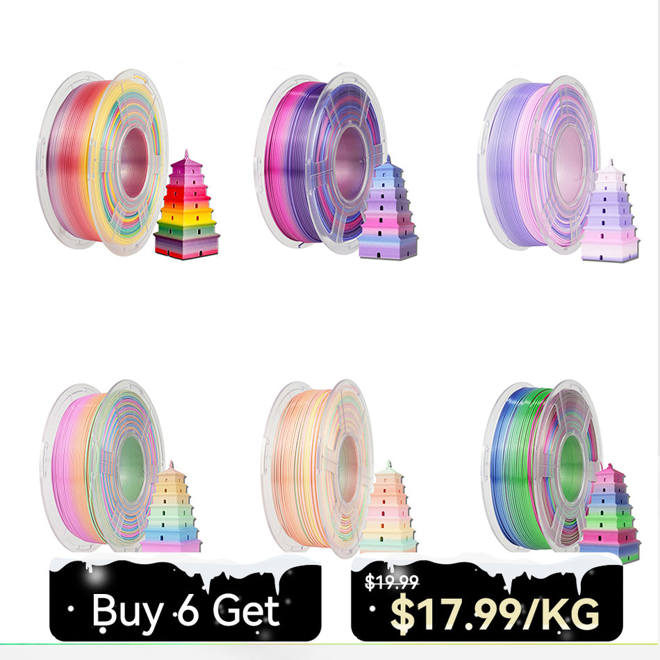 [MOQ 6 Roll] PLA Rainbow and SILK Rainbow Filament 1KG