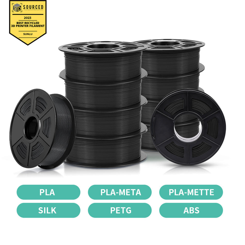 [10KG Bundle Pack] 1.75mm SUNLU Recycled Filament PLA, PETG, ABS, 3D Printer Filament 1KG/Roll